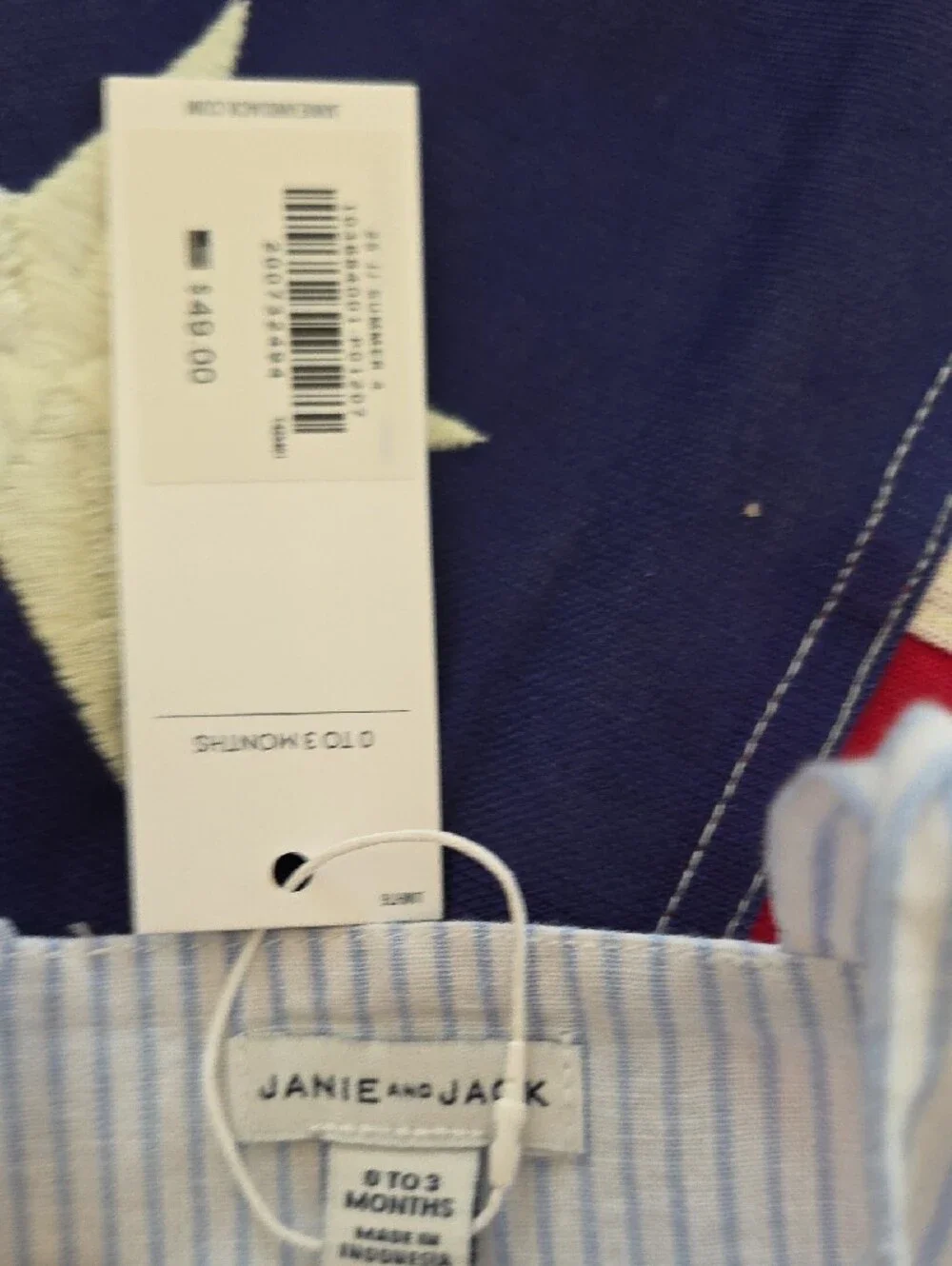 Janie and Jack Light Blue & White Striped Cotton Overalls